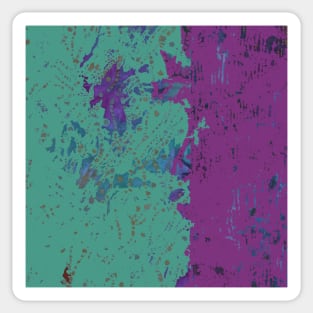 Fiber Art: Purple Teal Blue Green Abstract from fabric with digital changes Sticker